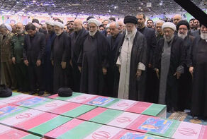 Ayatollah Khamenei leads prayers as millions of mourners gather for Raisi funeral