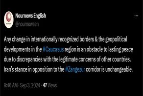 Iran’s opposition to Zangezur corridor unchangeable