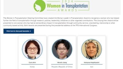 Iranian woman rewarded with 2024 Hero Award by Women in Transplantation