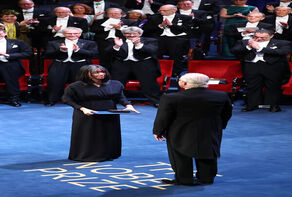 Han Kang wins nobel prize in literature at ceremony in Sweden