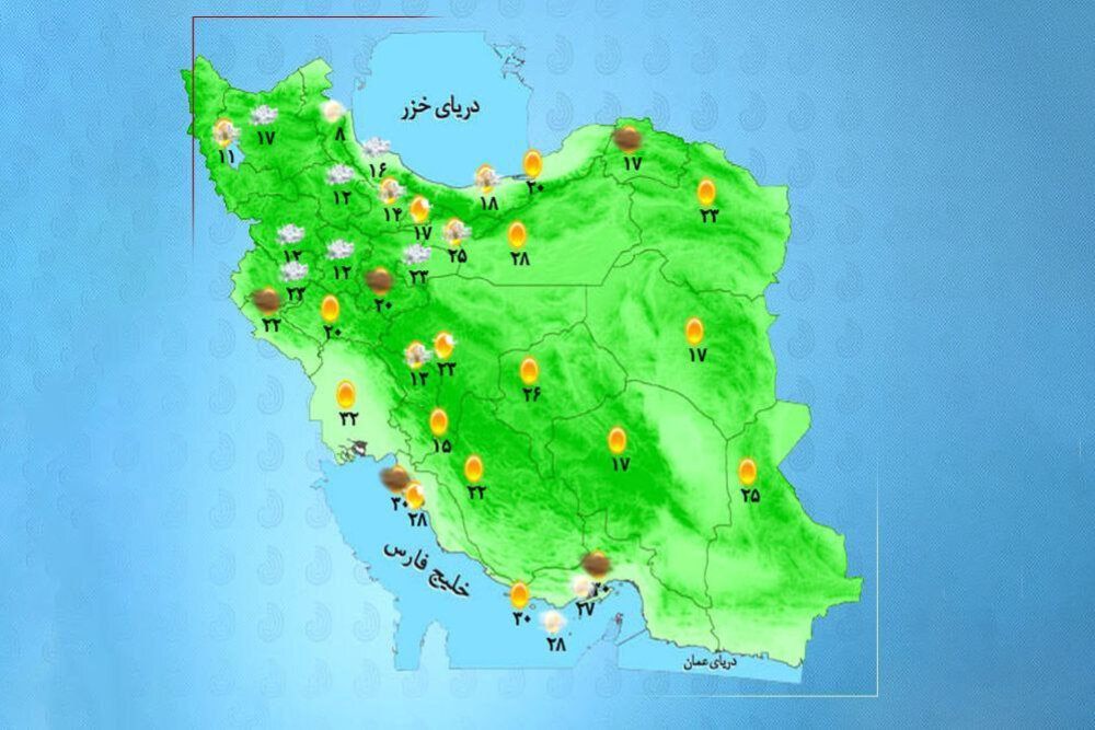 وضعیت آب و هوا امروز چهارشنبه 25 تیر 1404 + وضعیت استان‌ها