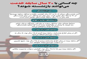 نوراینفو | چه کسانی با 20 سال سابقه خدمت می‌توانند بازنشسته شوند؟