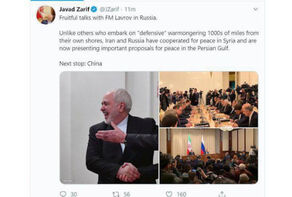 ظریف: ایران و روسیه به دنبال صلح در خلیج فارس هستند