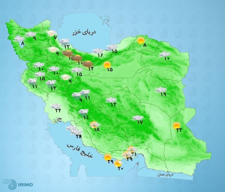 وضعیت آب و هوا امروز چهارشنبه ۱۵ مهر ؛ رگبار و رعدوبرق در ۹ استان کشور
