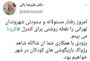 فرمانده ستاد مقابله با کرونای کلانشهر تهران:امروز رفتار مسئولانه و ستودنی شهروندان تهرانی را نقطه روشنی برای کنترل کرونا می‌ب